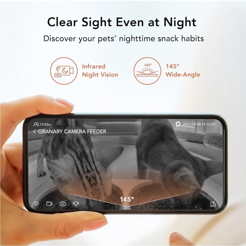 black Pet Libro automatic food dispenser | Wi-Fi enabled health tracking pet cam